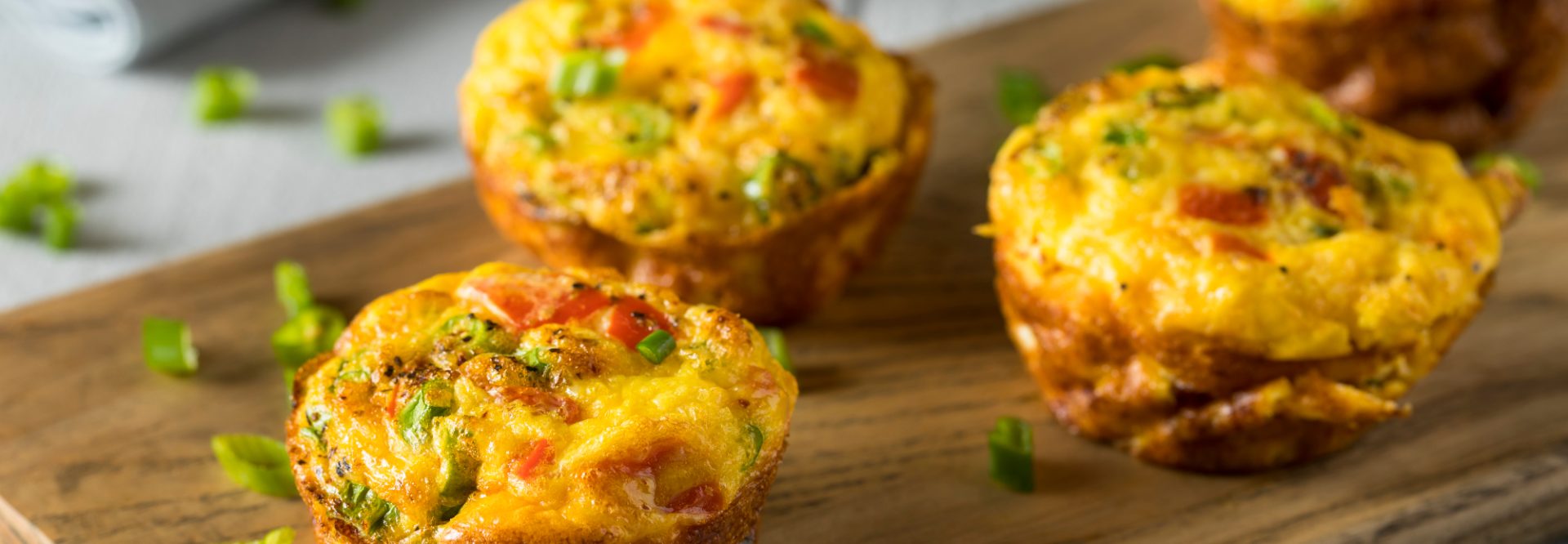 Homemade Healthy Breakfast Egg Muffins with Chives and Tomato