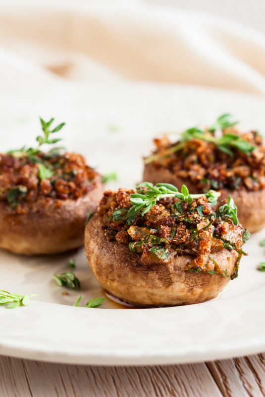 Stuffed mushrooms  with bread crumbs, mushroom stems, parsley,onions and garlic