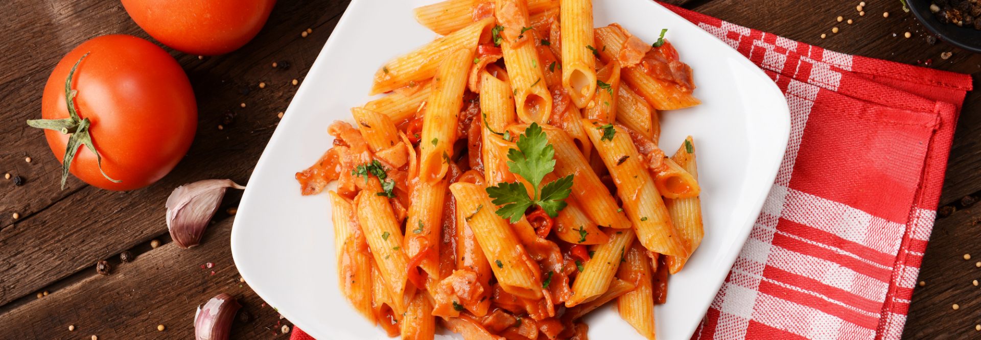 Penne pasta with chili sauce arrabiata