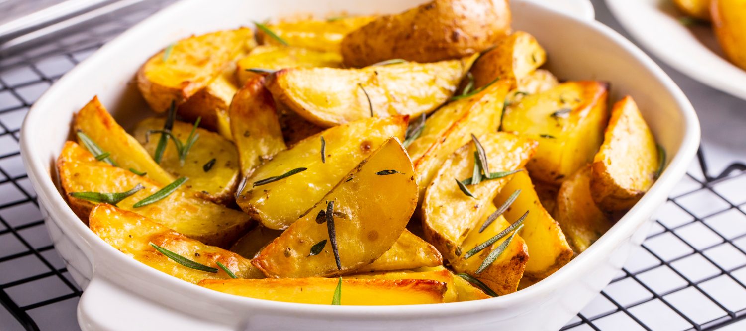 Baked spiced potatoes look delicious.
