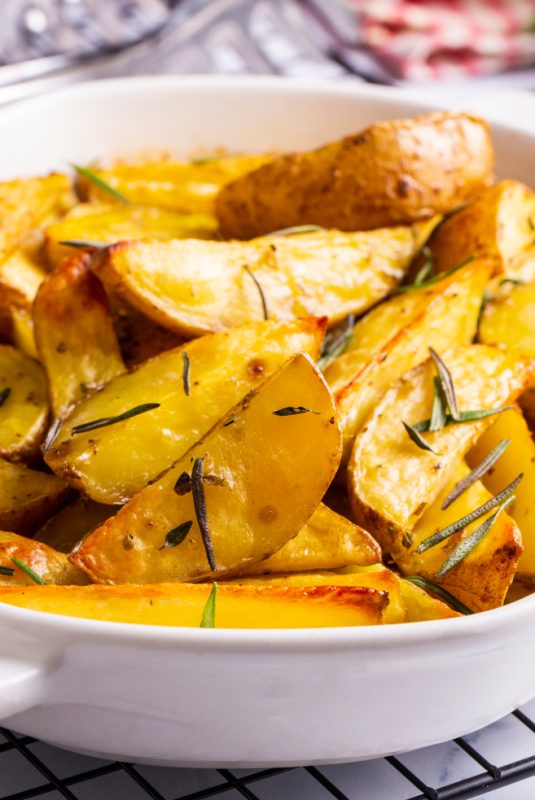 Baked spiced potatoes look delicious.