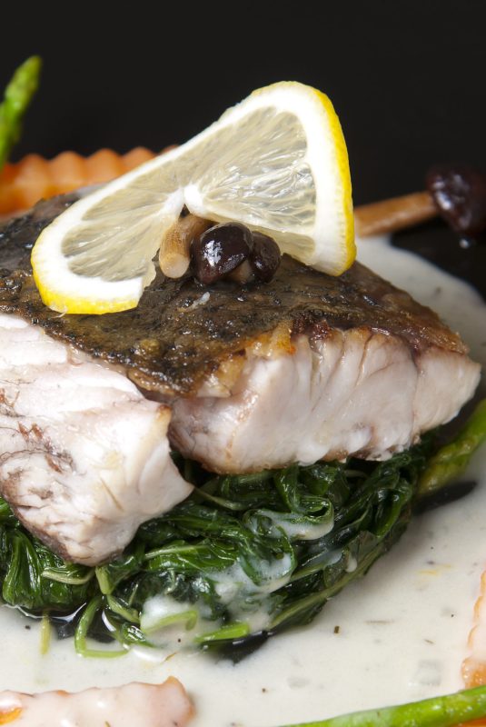 bass-fish-with-spinach